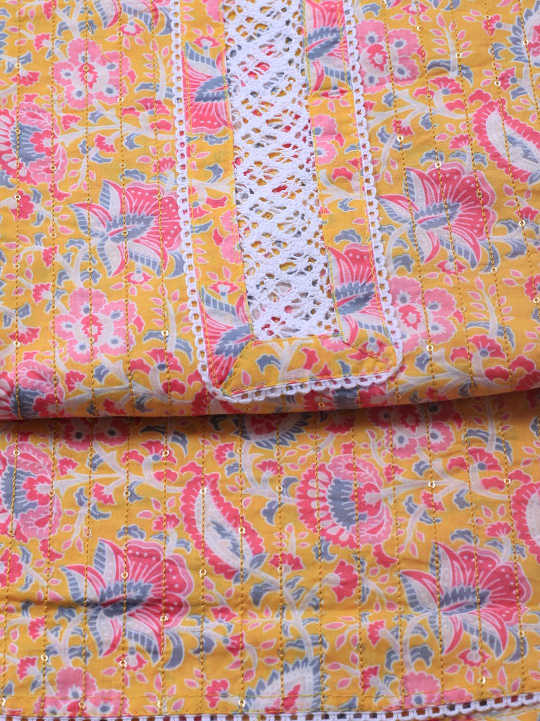 Patch Neck Cotton Blend Unstitched Suit Piece With Dupatta