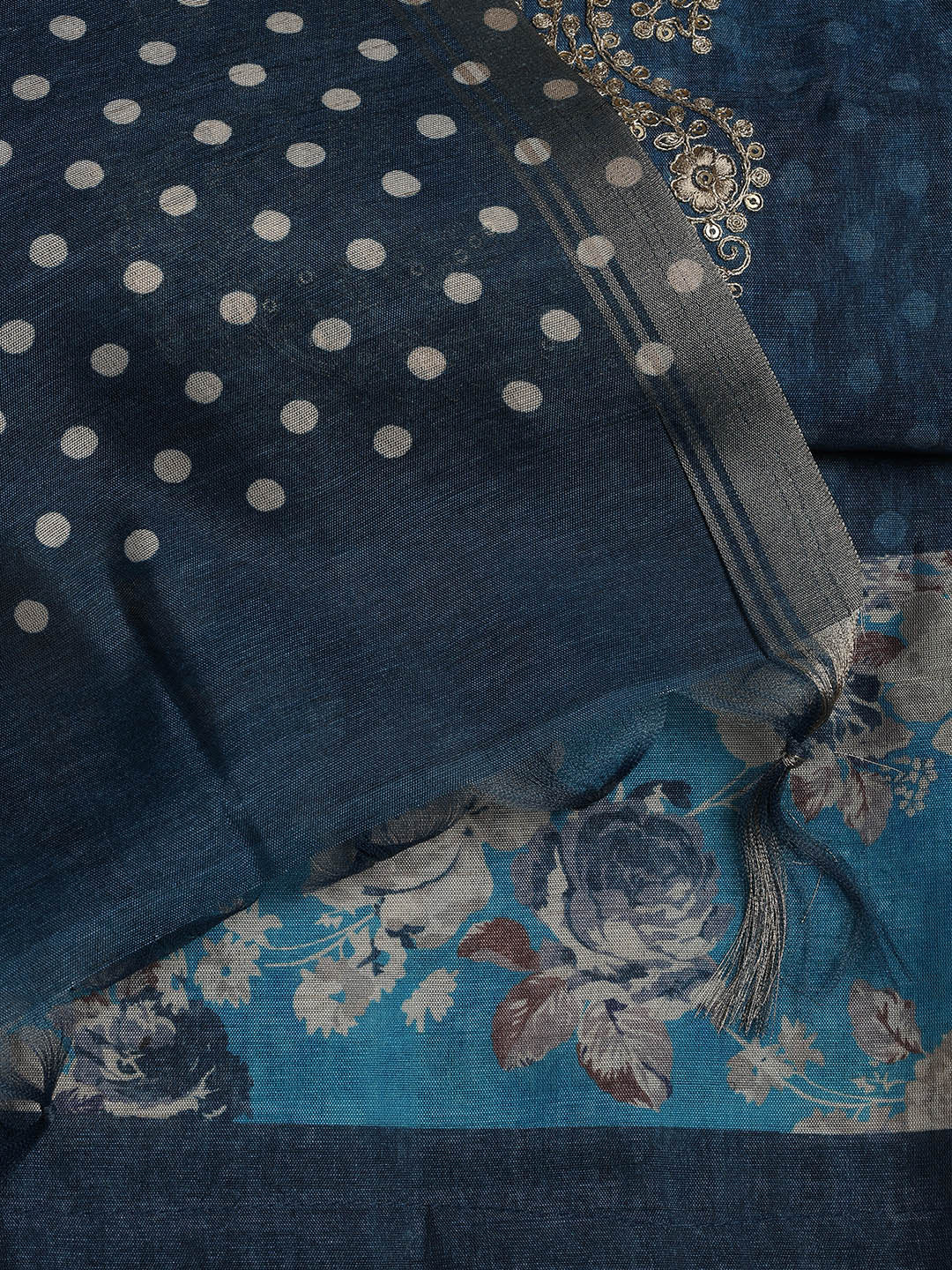 Embroidered Chanderi Unstitched Suit Piece With Dupatta