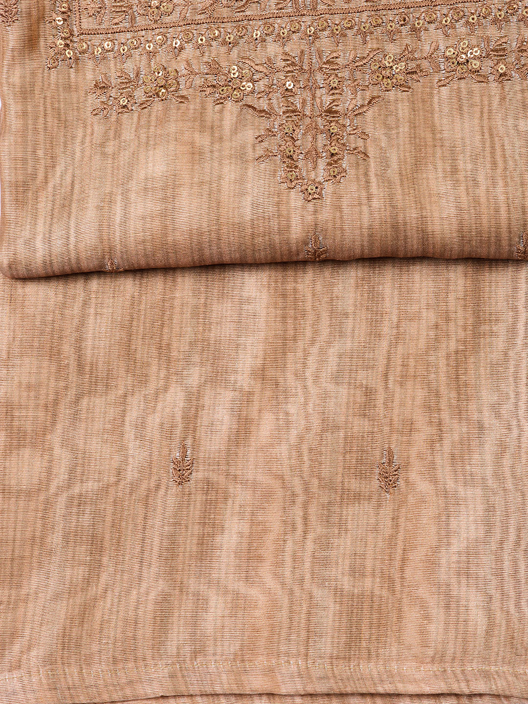 Neck Embroidered Chanderi Unstitched Suit With Dupatta