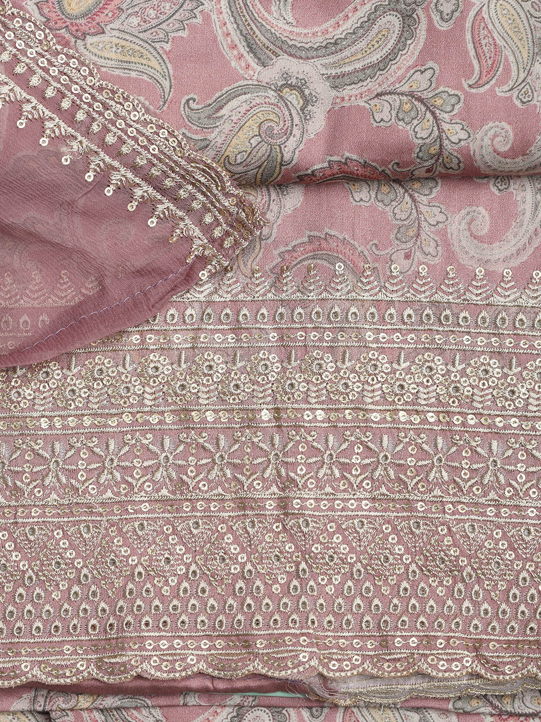 Embroidered Muslin Unstitched Suit With Dupatta