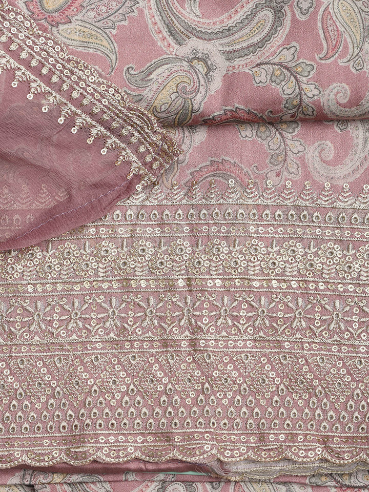 Embroidered Muslin Unstitched Suit With Dupatta