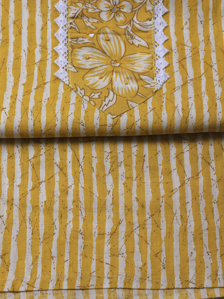 Printed Cotton Blend Unstitched Suit With Dupatta