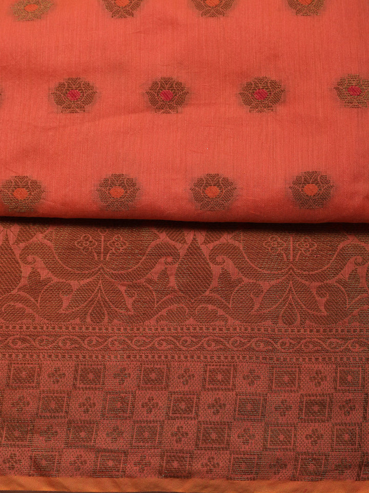 Woven Design Chanderi Unstitched Suit With Pant &amp; Dupatta