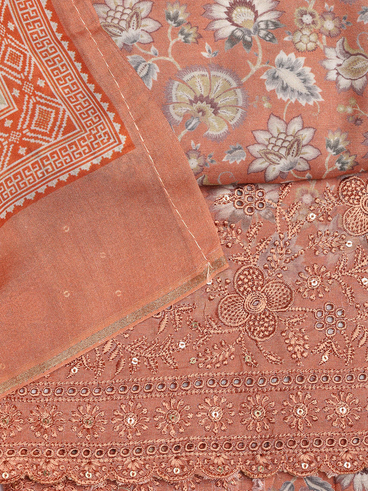 Printed Muslin Unstitched Suit With Dupatta