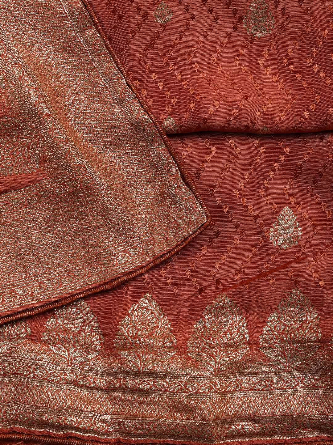 Woven Border Chanderi Unstitched Suit With Dupatta