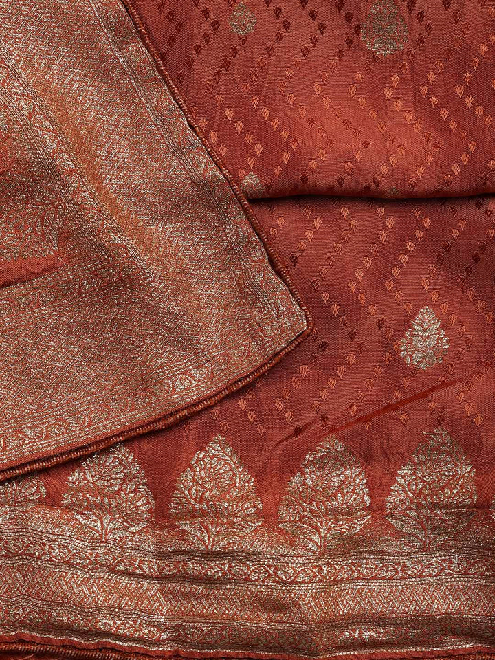 Woven Border Chanderi Unstitched Suit With Dupatta
