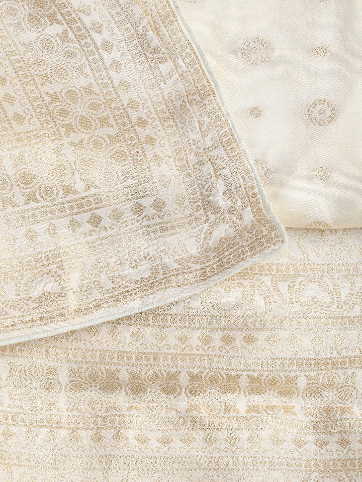 Embroidered Art Silk Unstitched Suit Piece With Dupatta