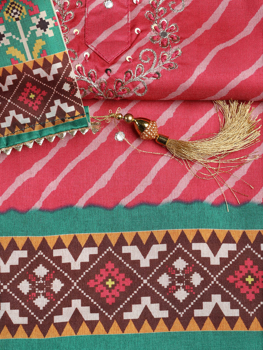 Cotton Blend Unstitched Suit Piece With Dupatta
