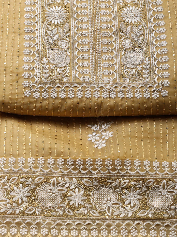 Embroidered Organza Unstitched Suit Piece With Dupatta