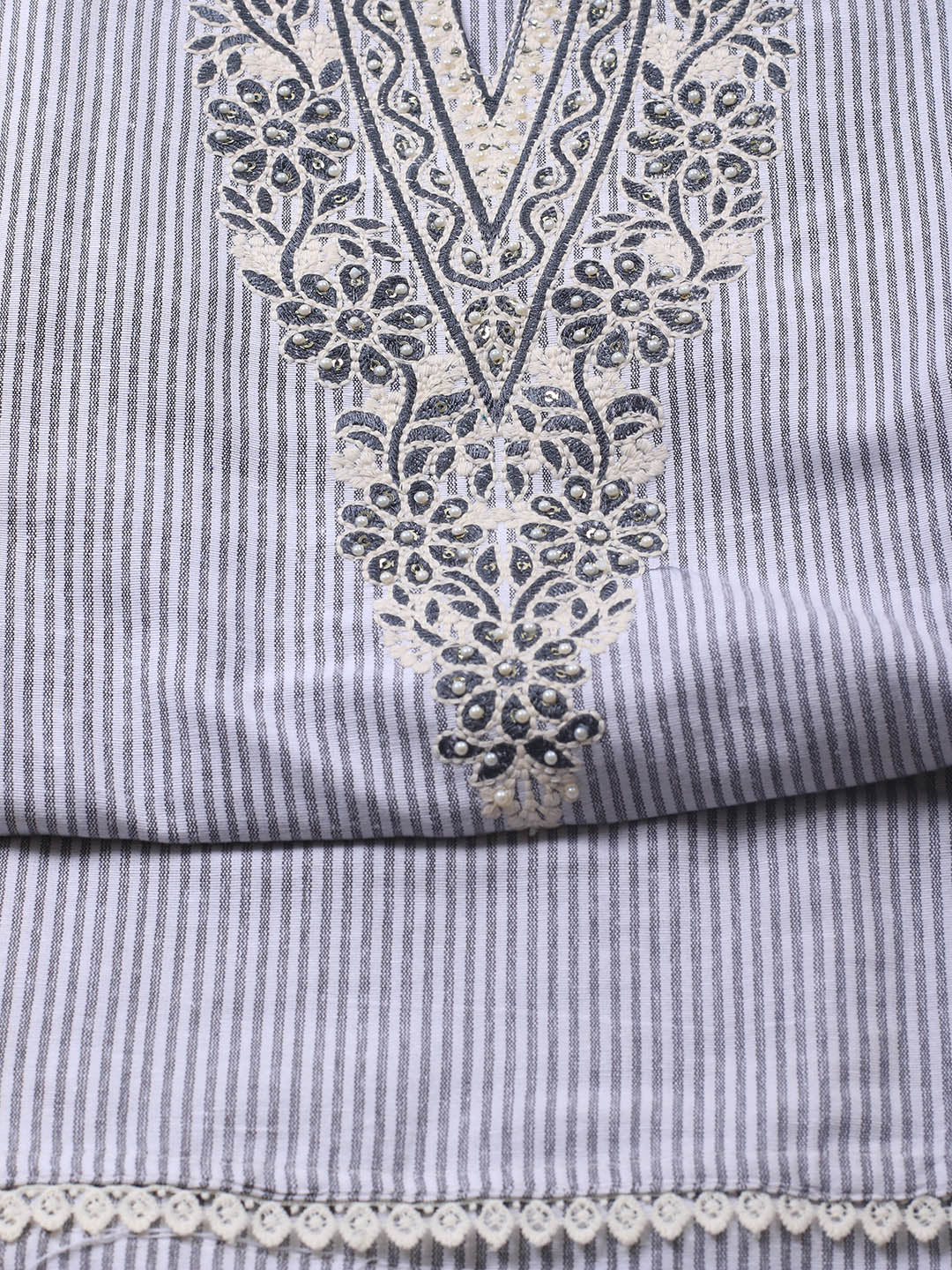 Neck Embroidery Cotton Blend Unstitched Suit With Dupatta
