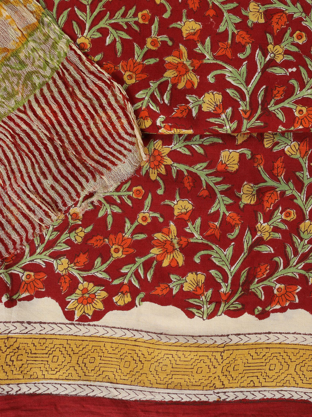 Printed Cotton Blend Unstitched Suit With Dupatta