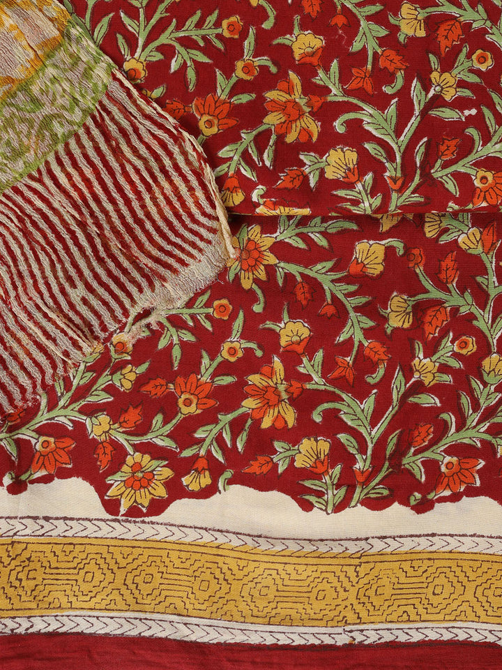 Printed Cotton Blend Unstitched Suit With Dupatta