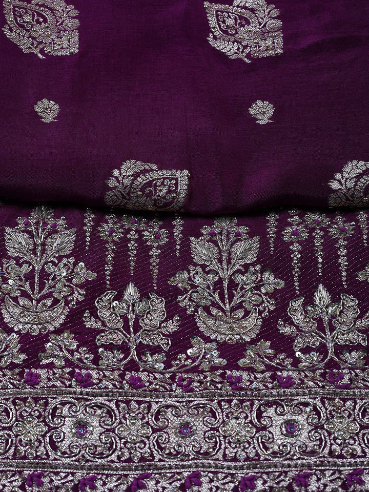 Woven Art Silk Unstitched Suit Piece With Dupatta