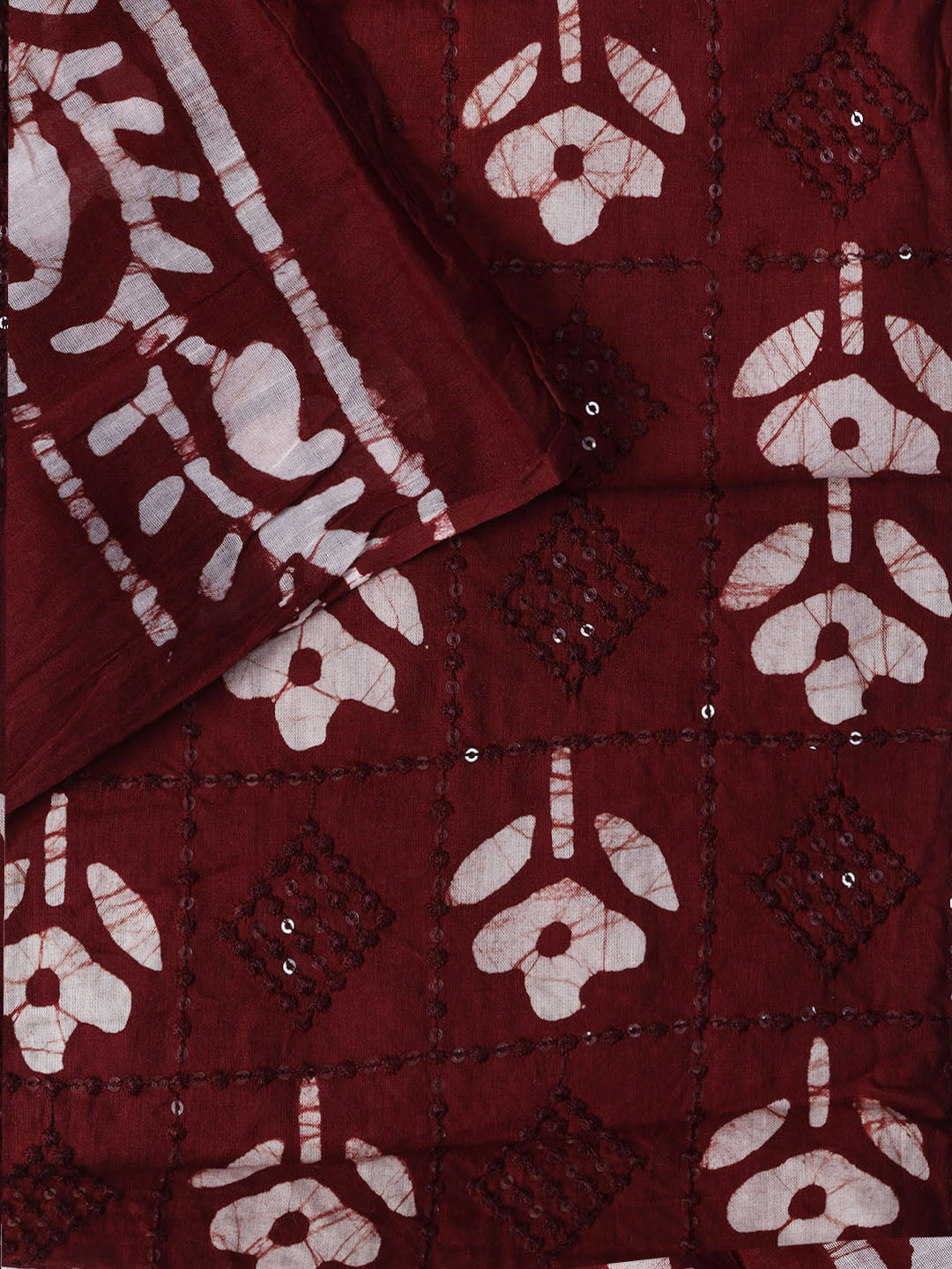 Printed Cotton Blend Unstitched Suit With Dupatta