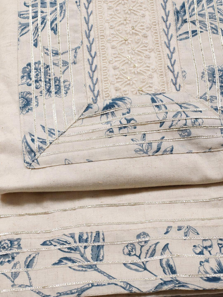 Neck Embroidered Cotton Blend Unstitched Suit Piece With Dupatta