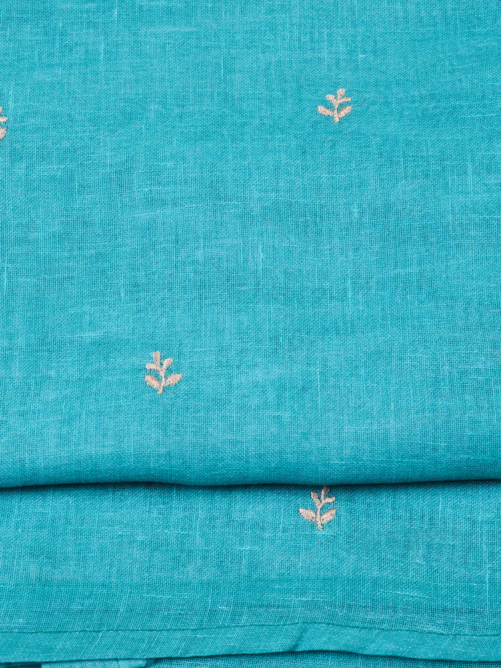 Neck Embroidered Cotton Blend Unstitched Suit With Dupatta