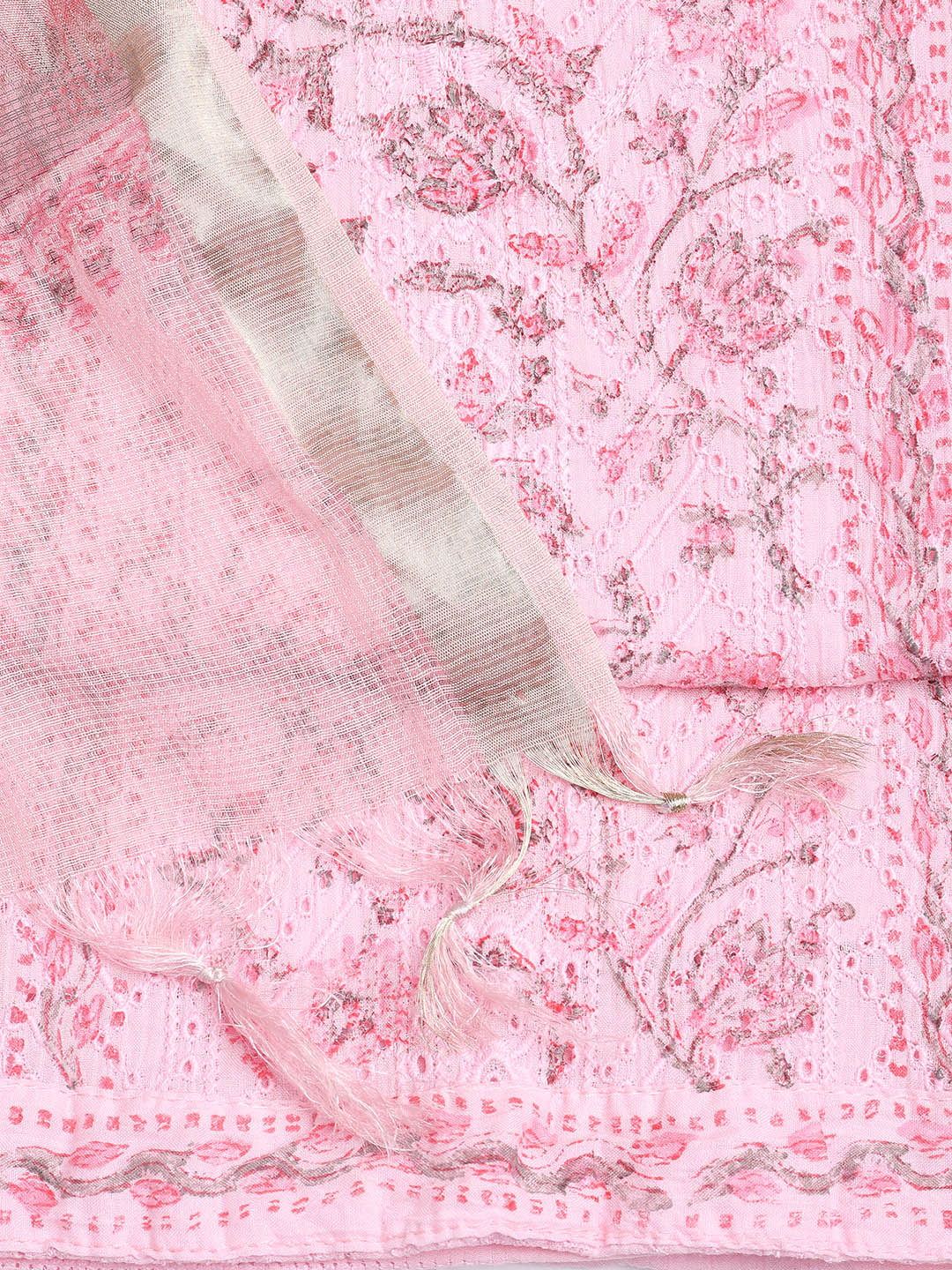Printed Cotton Blend Unstitched Suit With Dupatta