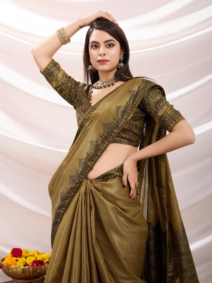 Woven Design Cotton Linen Saree