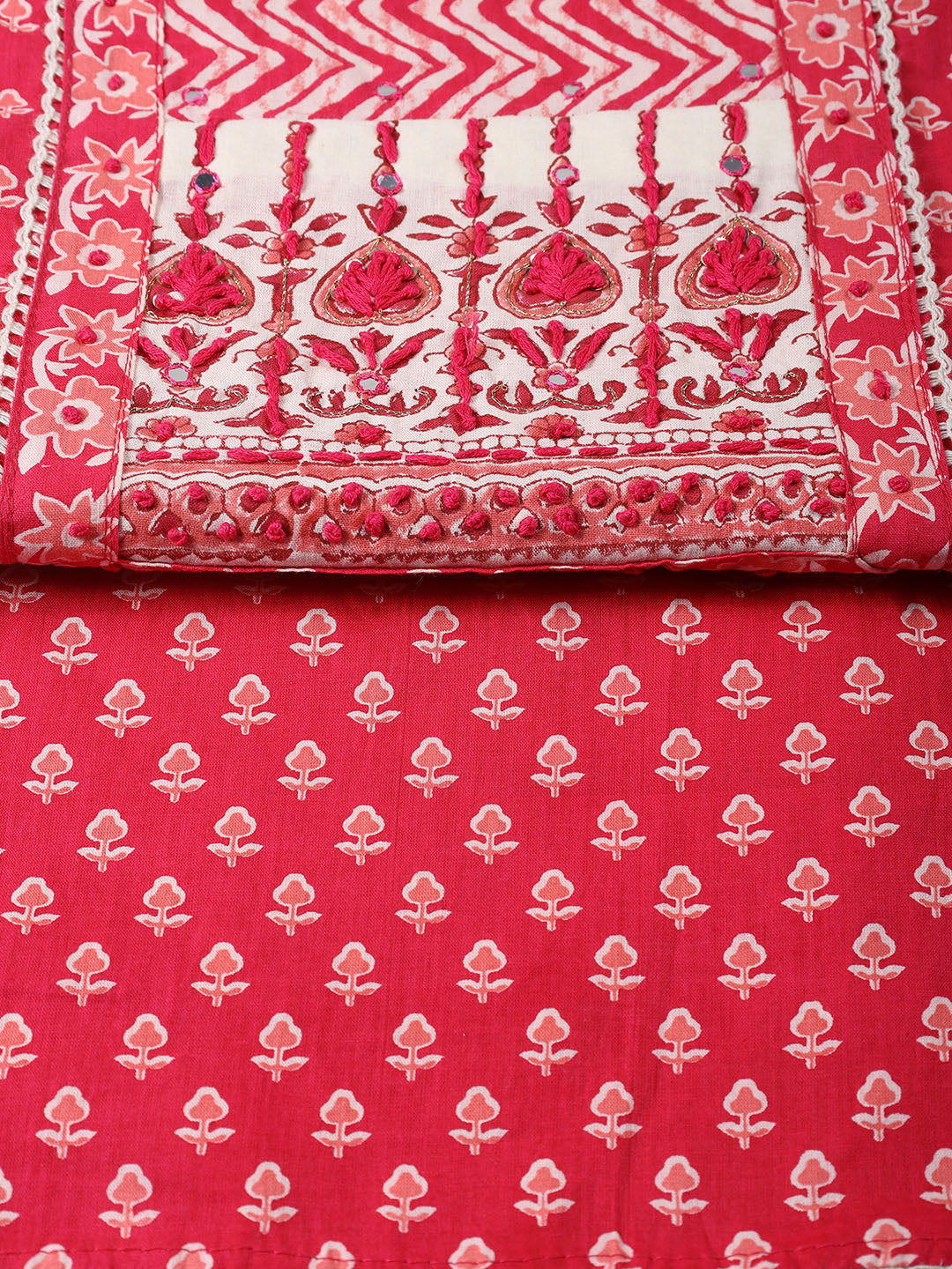 Printed Cotton Blend Unstitched Suit Piece With Dupatta
