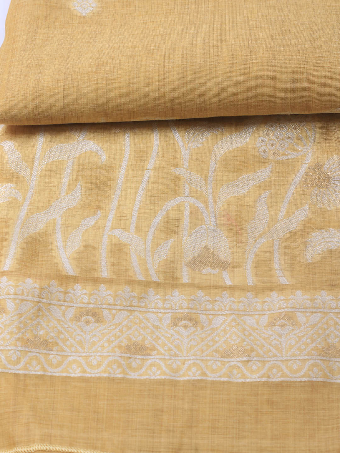 Neck Embroidery Chanderi Unstitched Suit With Dupatta