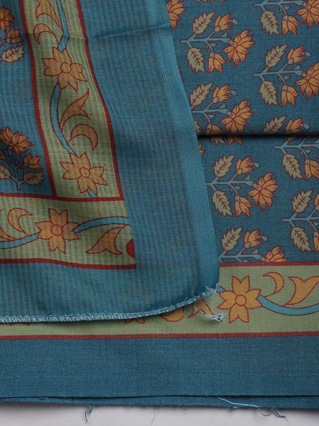 Printed Cotton Blend Unstitched Suit Piece With Dupatta