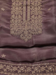 Neck Embroidered Tissue Unstitched Suit With Dupatta