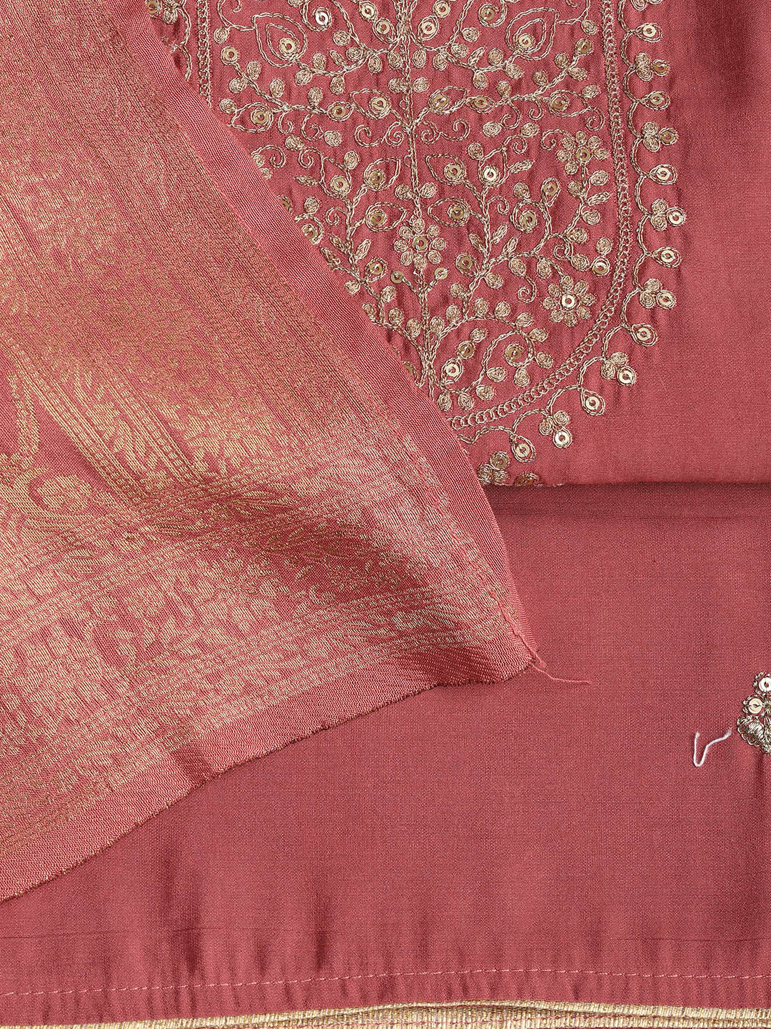 Embroidered Chanderi Unstitched Suit Piece With Dupatta