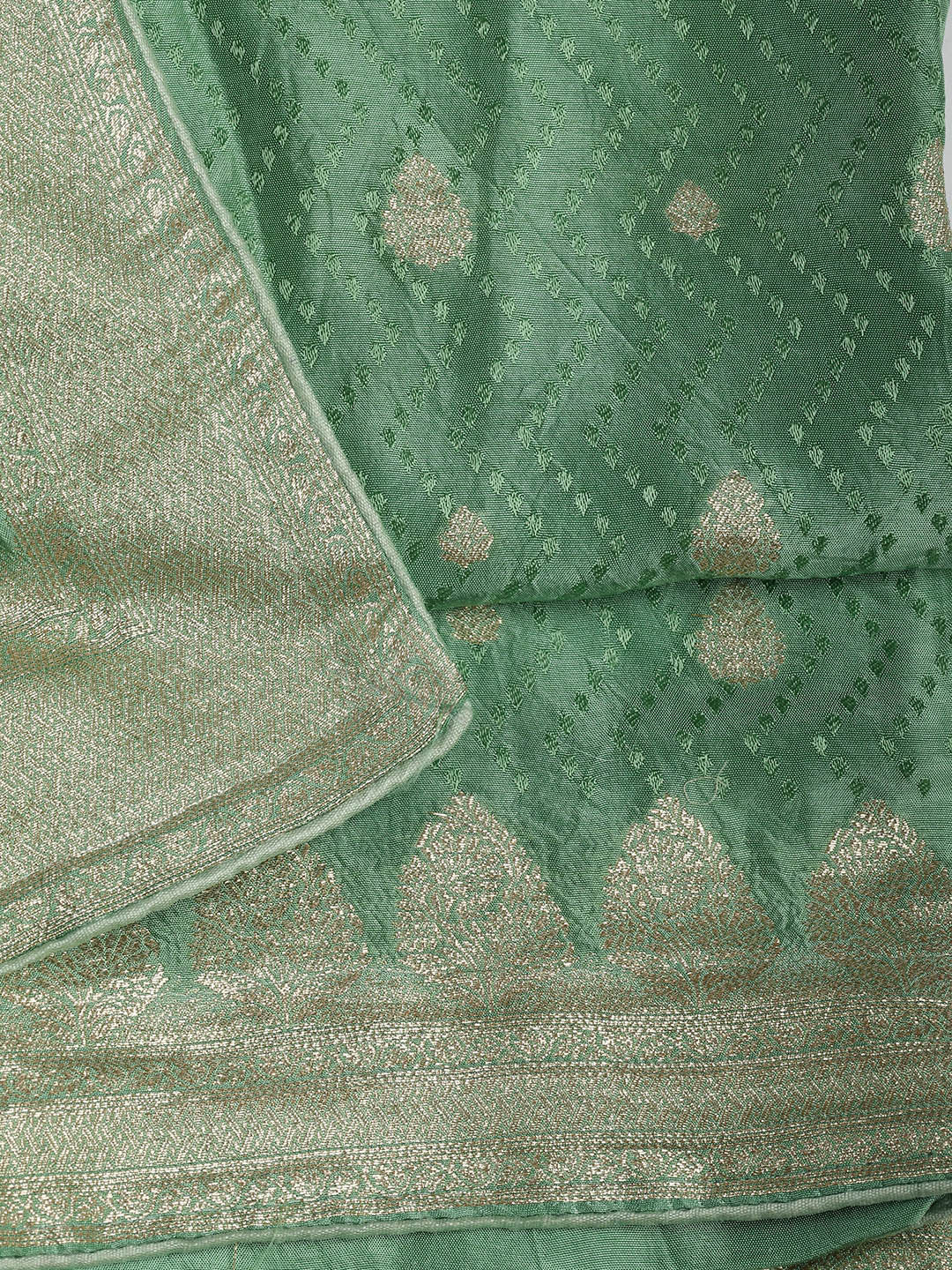 Woven Border Chanderi Unstitched Suit With Dupatta