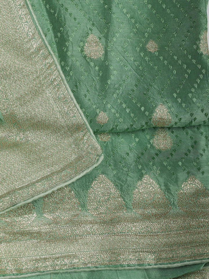 Woven Border Chanderi Unstitched Suit With Dupatta