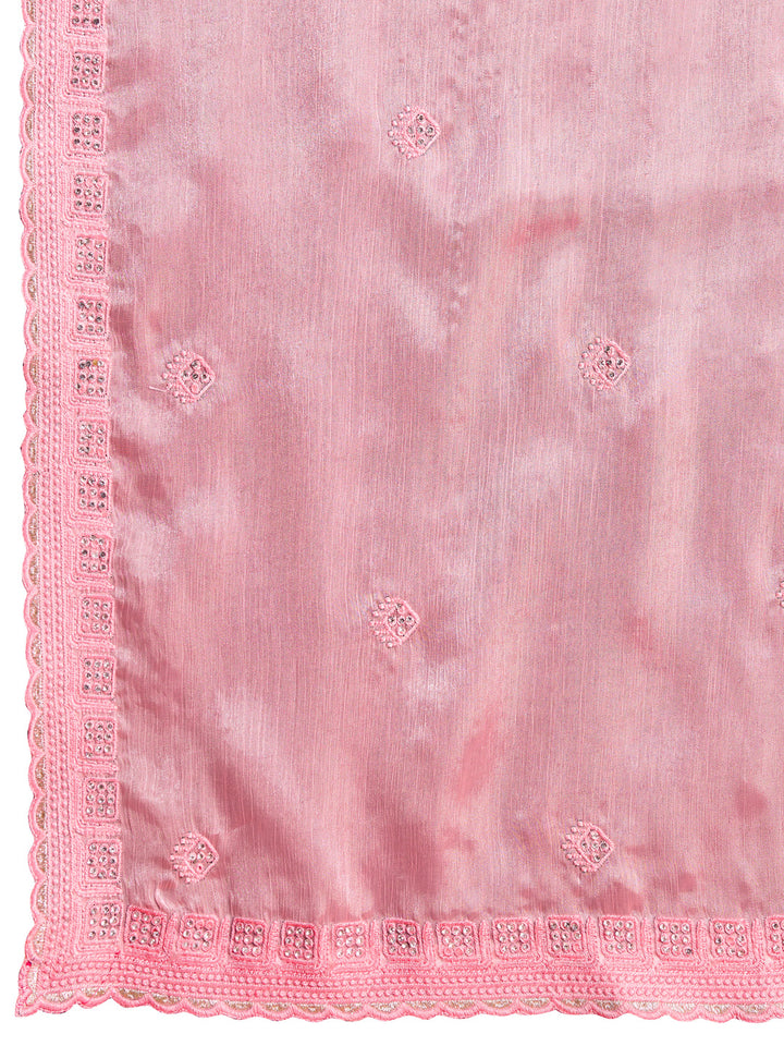 Embroidered Chinon Saree