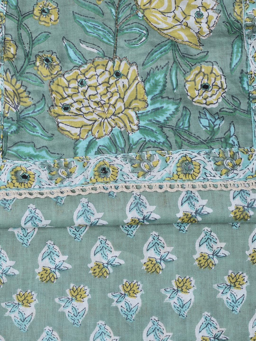 Printed Cotton Blend Unstitched Suit With Dupatta