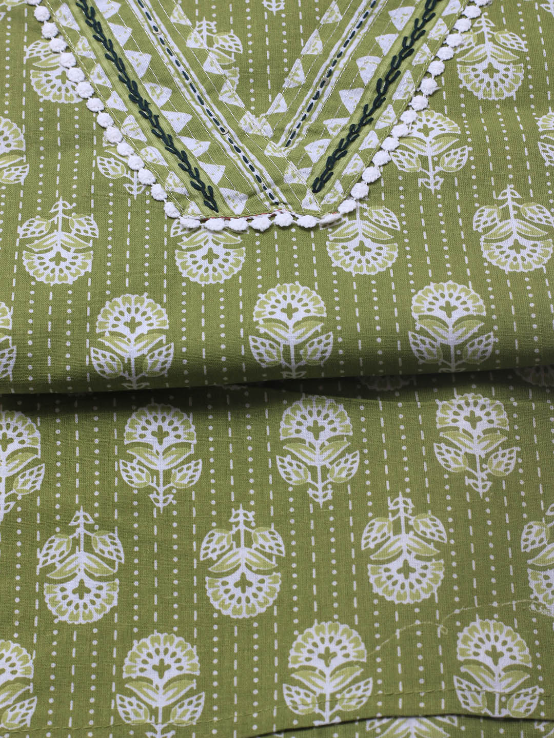 Printed Cotton Blend Unstitched Suit With Dupatta