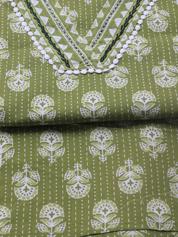 Printed Cotton Blend Unstitched Suit With Dupatta