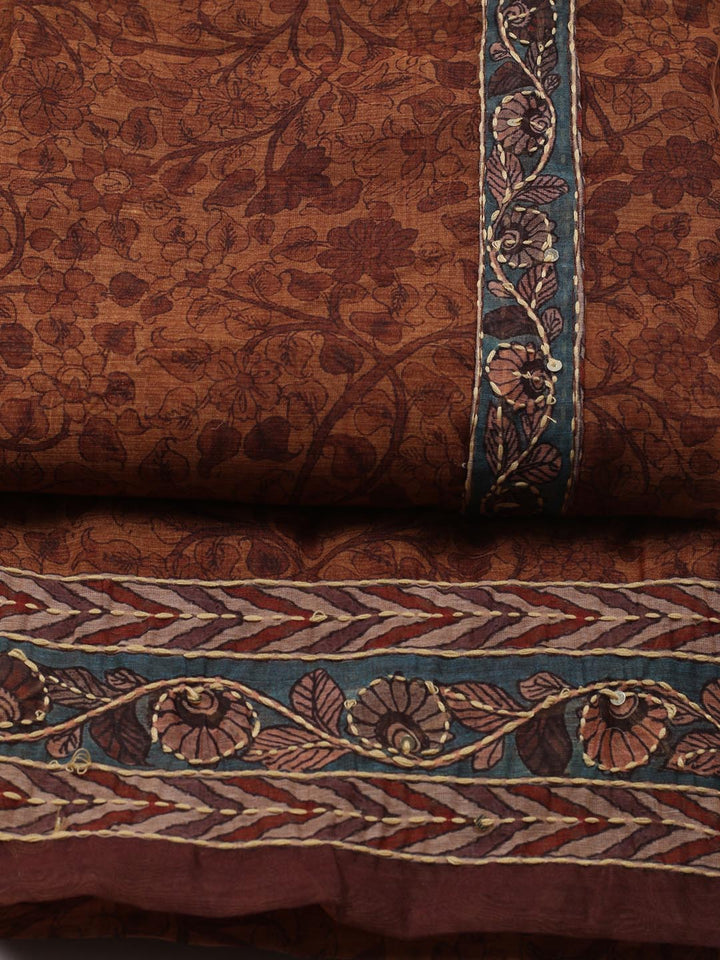 Kantha Work Chanderi Unstitched Suit With Dupatta