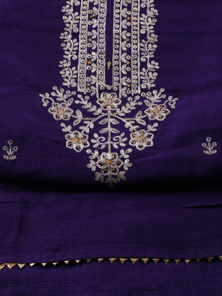 Neck Embroidery Tissue Unstitched Suit Piece With Dupatta