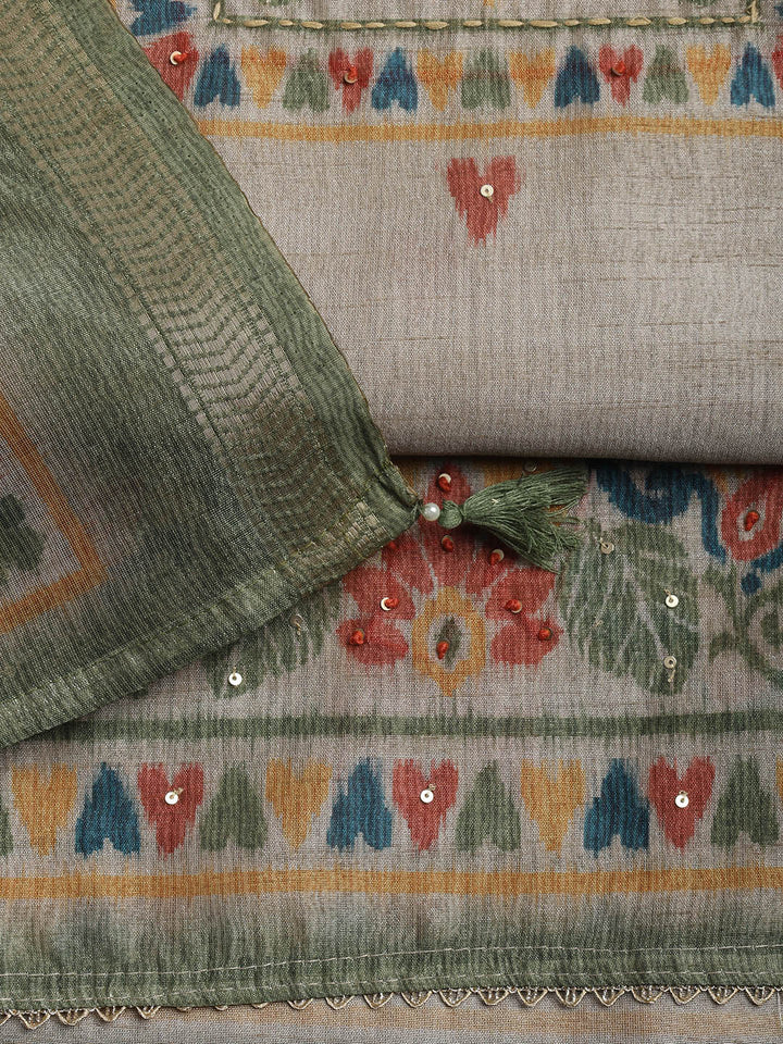 Woven Chanderi Unstitched Suit With Dupatta