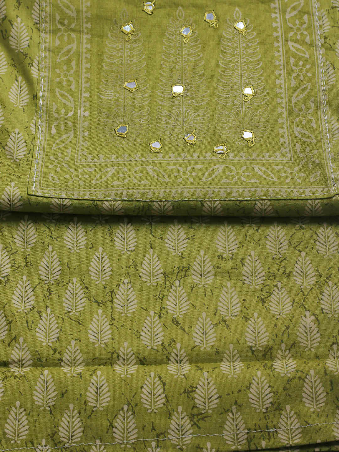Printed Cotton Blend Unstitched Suit With Dupatta