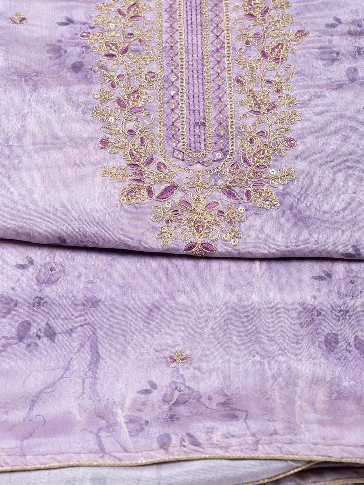 Neck Embroidered Tissue Unstitched Suit With Dupatta