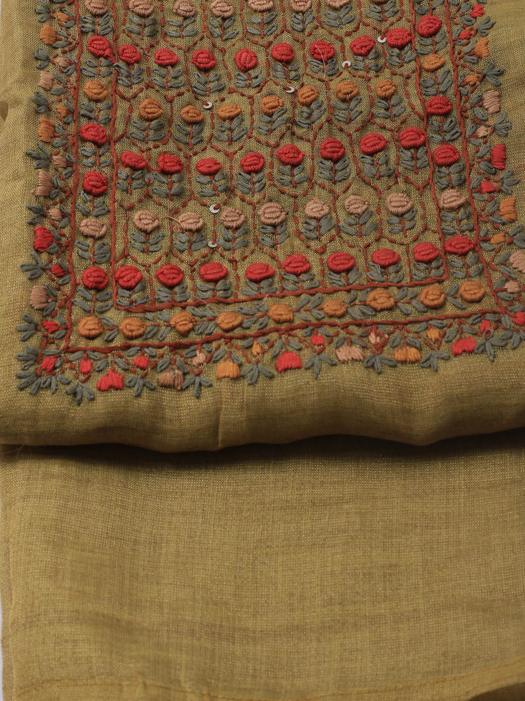 Embroidered Tissue Unstitched Suit Piece With Dupatta