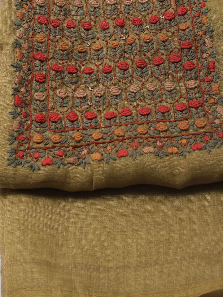 Embroidered Tissue Unstitched Suit Piece With Dupatta