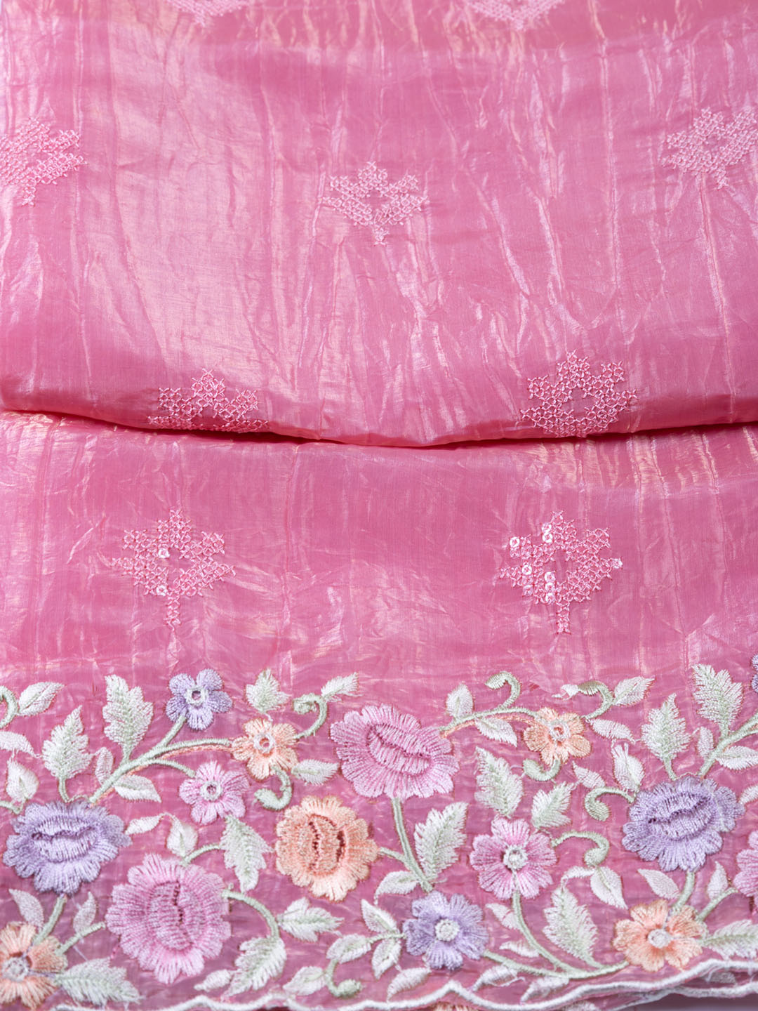 Embroidered Tissue Unstitched Suit With Dupatta