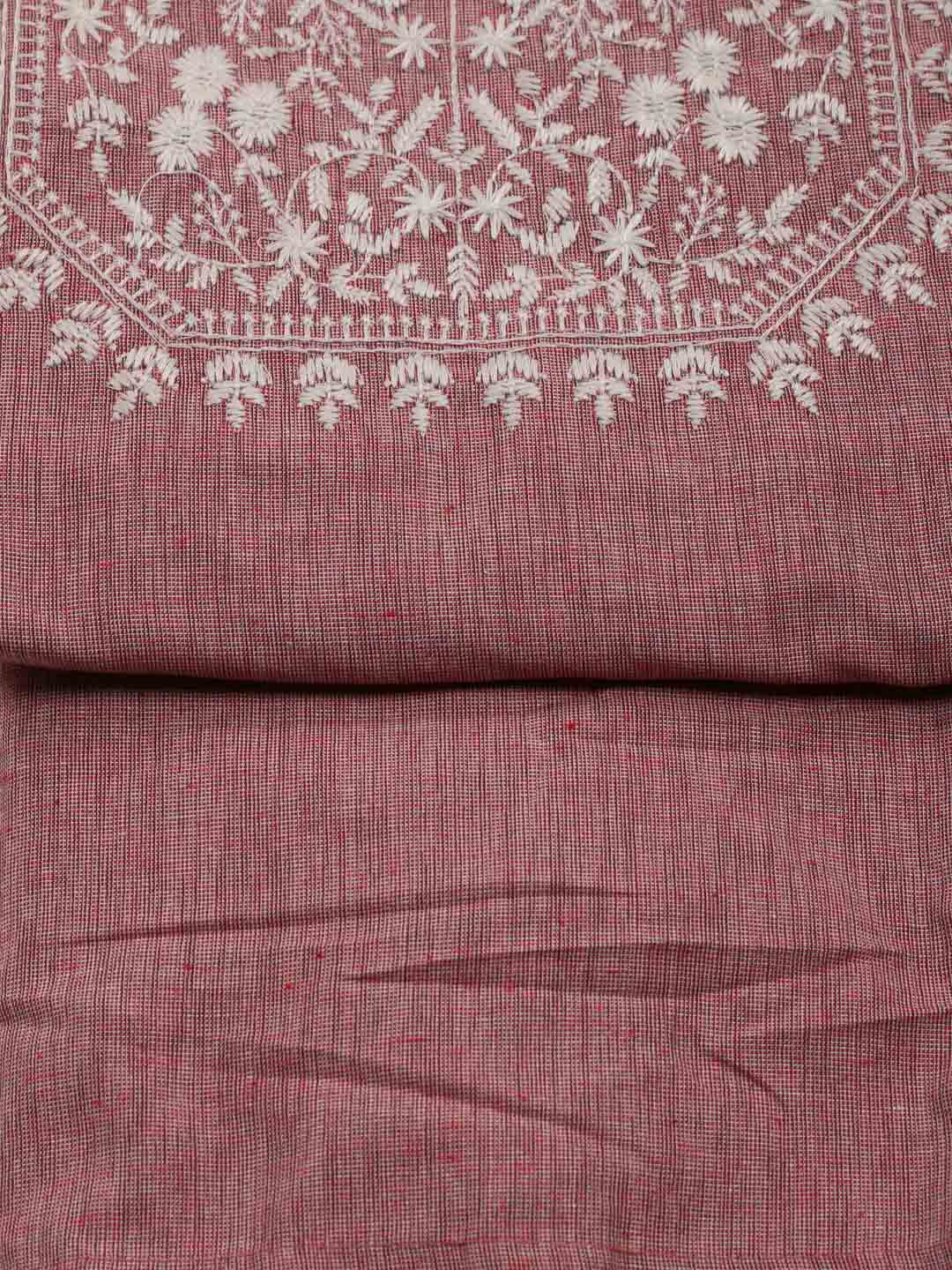 Neck Embroidered Cotton Unstitched Suit Piece With Dupatta