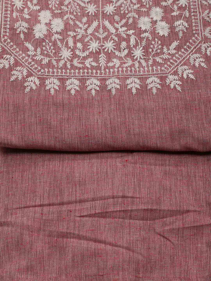 Neck Embroidered Cotton Unstitched Suit Piece With Dupatta