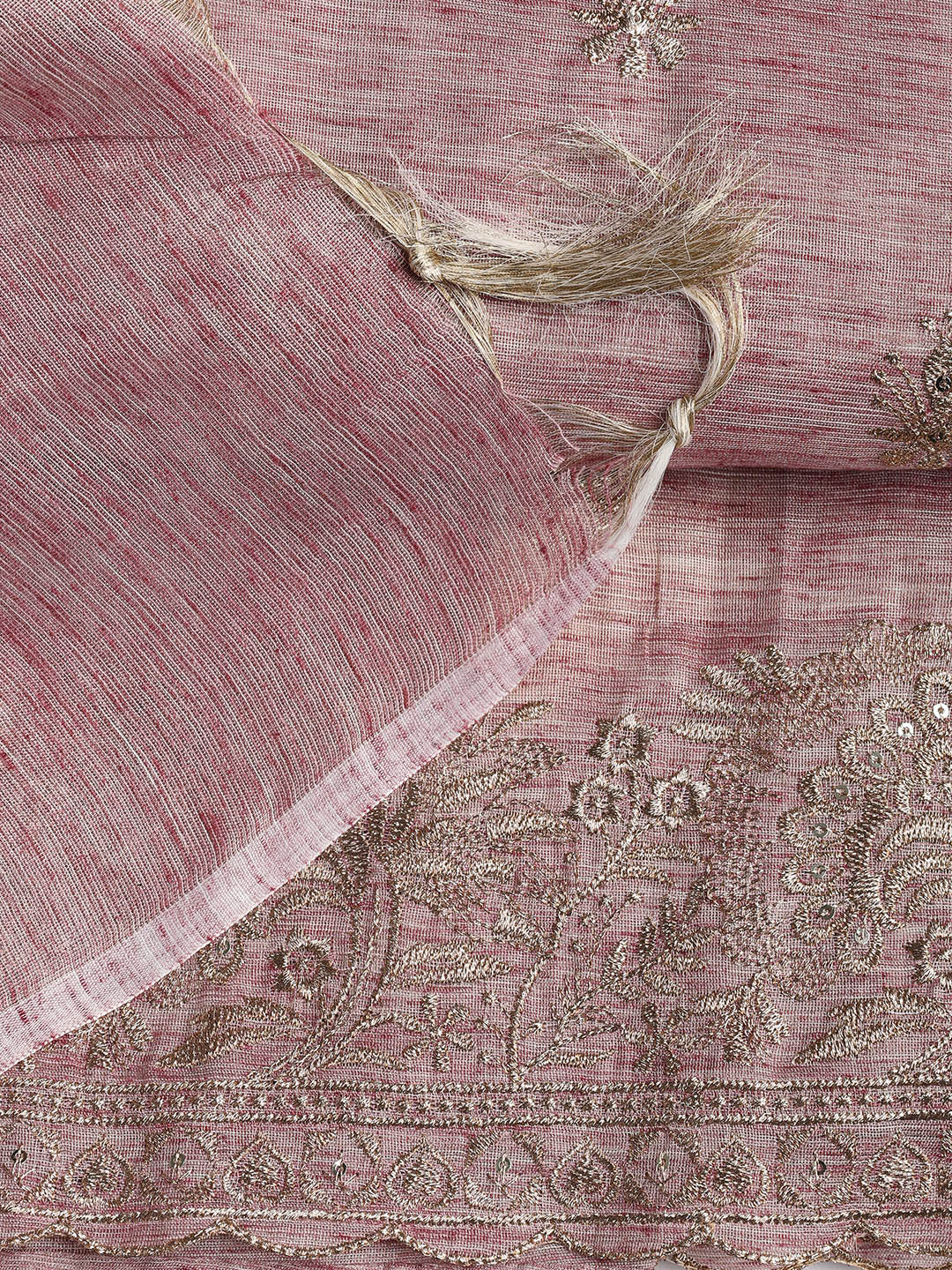 Embroidered Chanderi Unstitched Suit Piece With Dupatta