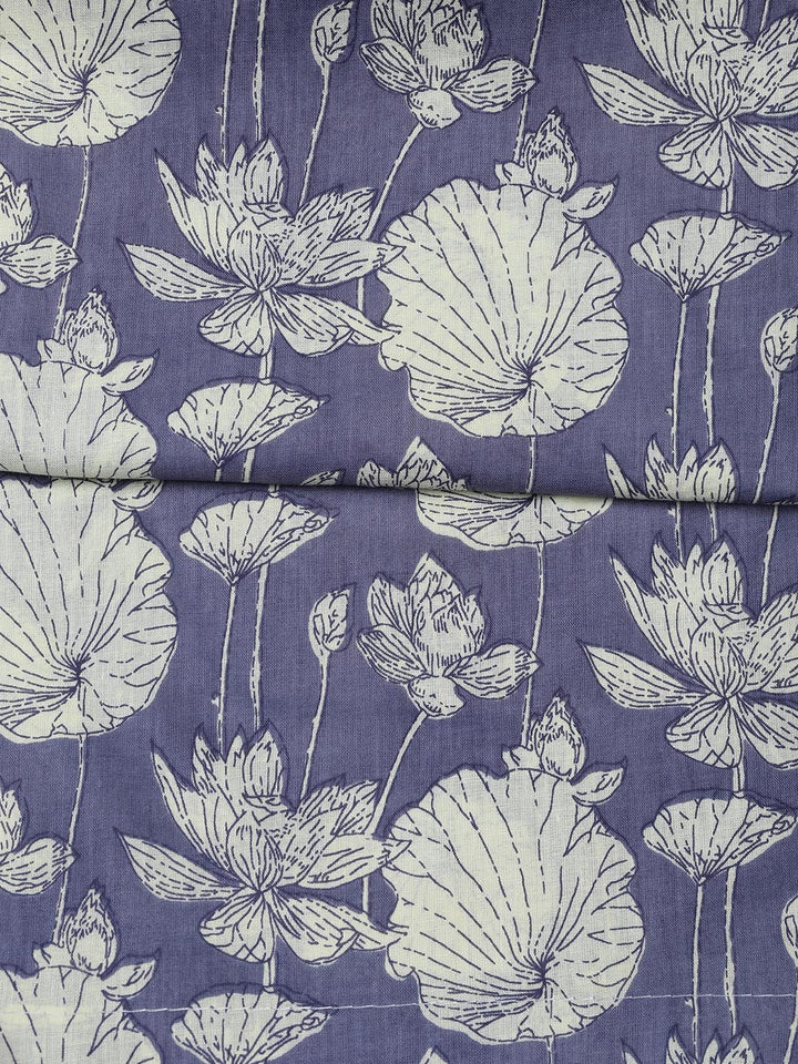 Printed Cotton Blend Unstitched Suit With Dupatta
