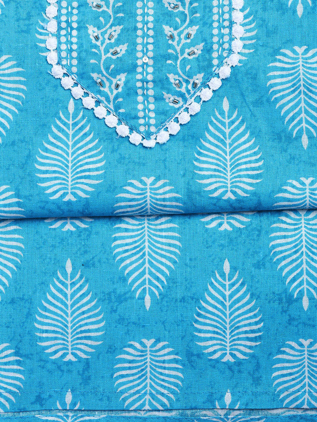 Printed Cotton Blend Unstitched Suit With Dupatta