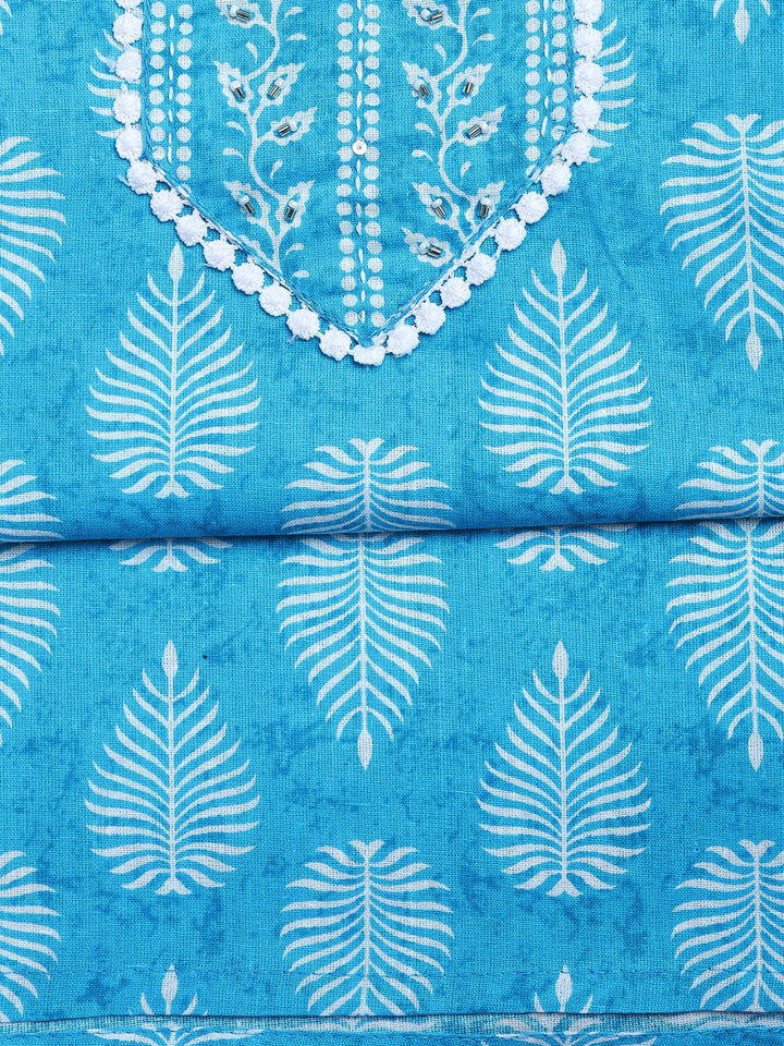 Printed Cotton Blend Unstitched Suit With Dupatta