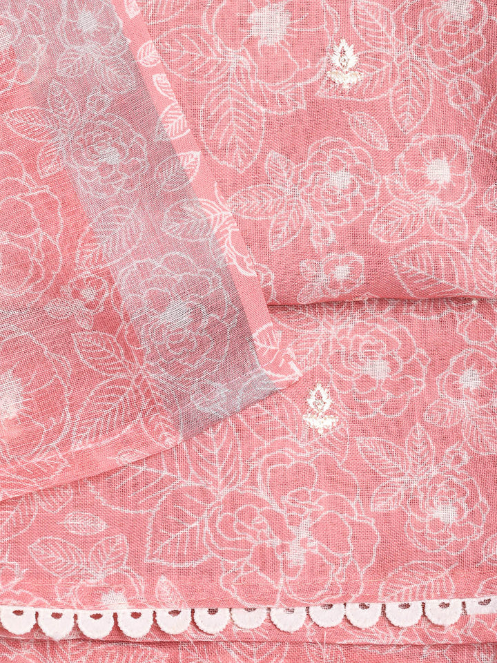 Printed Linen Unstitched Suit With Dupatta