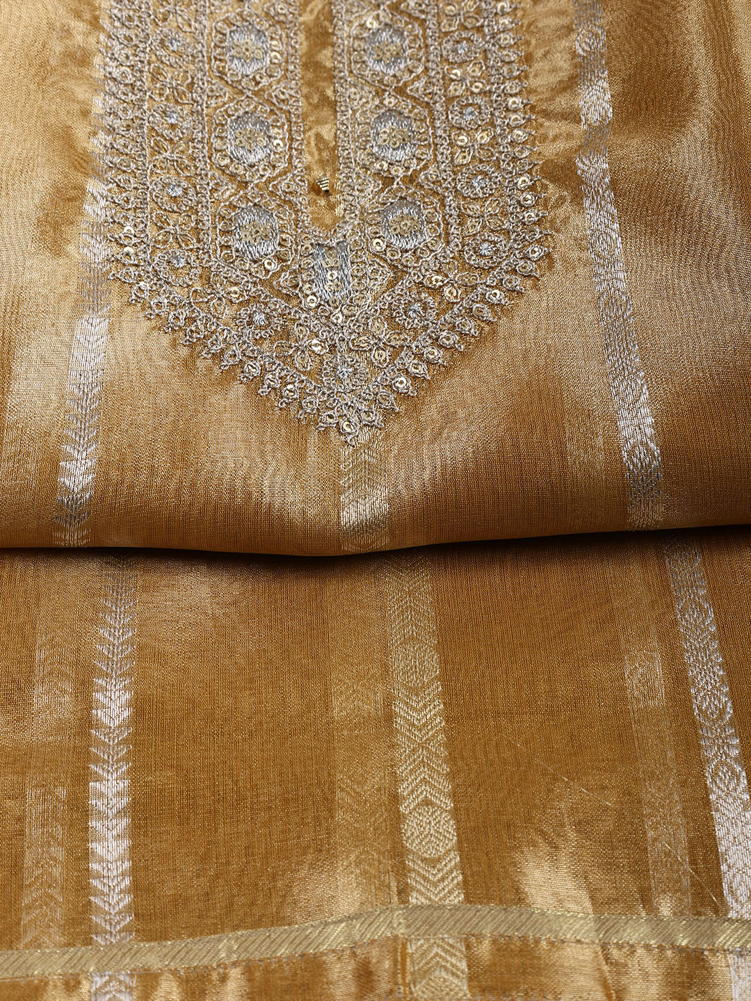 Neck Embroidered Tissue Unstitched Suit With Dupatta