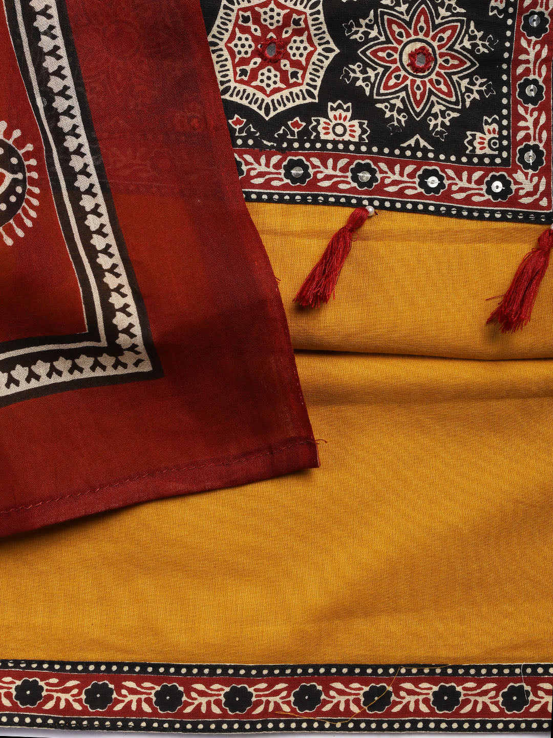 Patch Neck Cotton Blend Unstitched Suit With Dupatta
